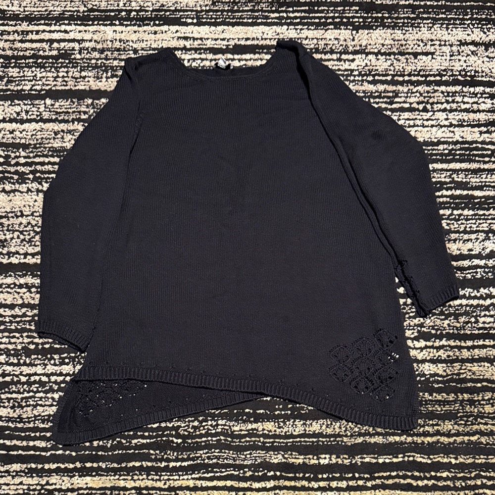 Denim&Co Black Knit Sweater